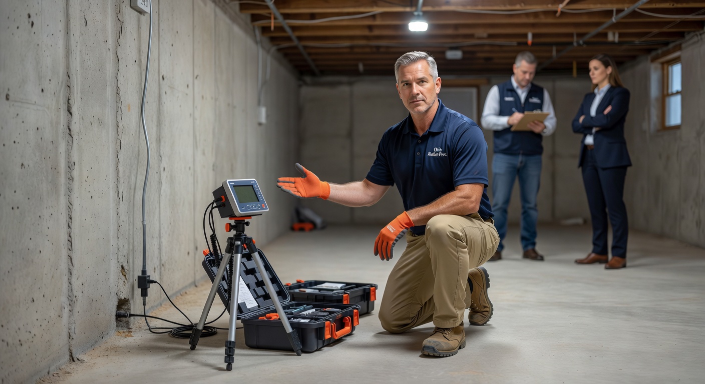 radon testing equipment basement inspection