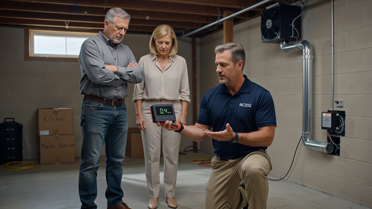 continuous radon monitor device basement test