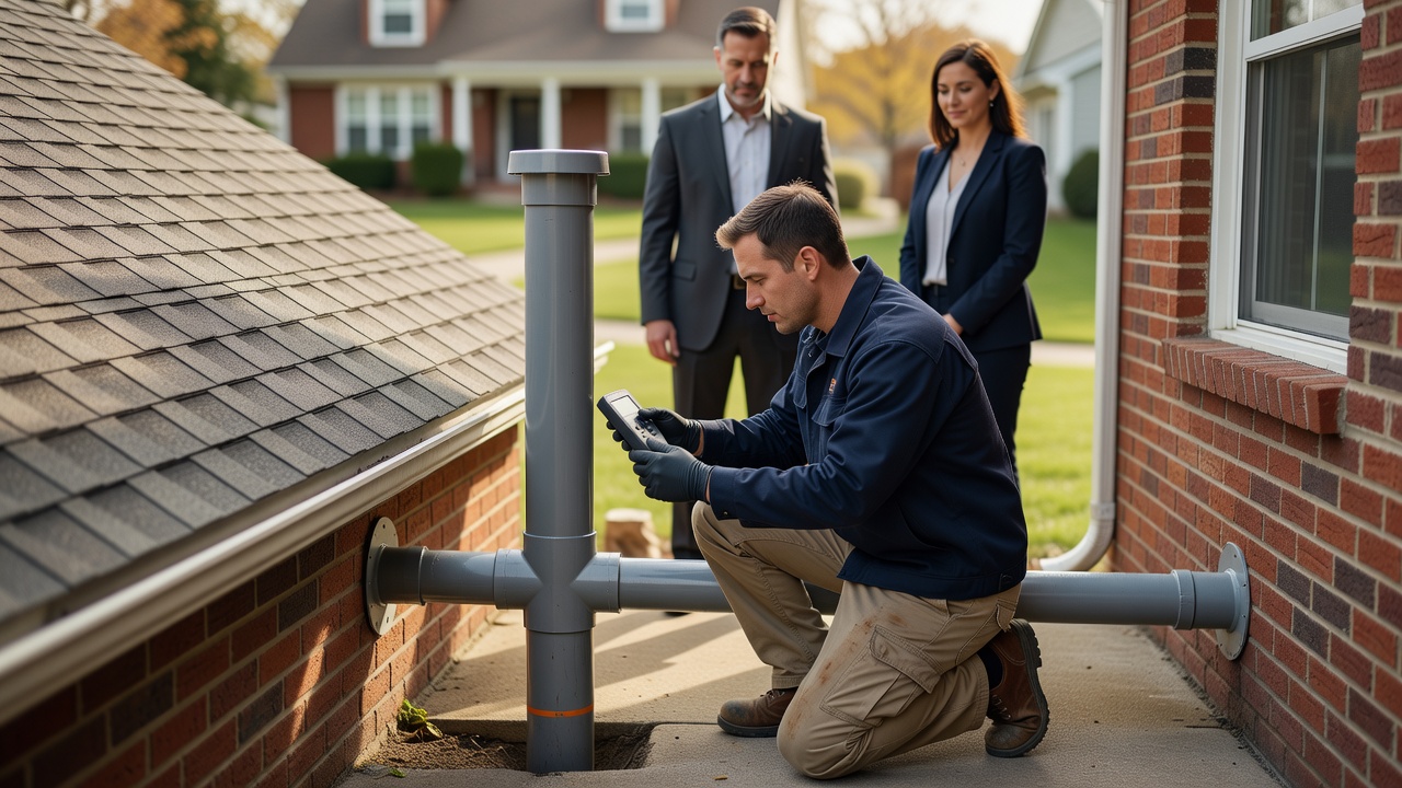 radon fan exterior pipe installation home