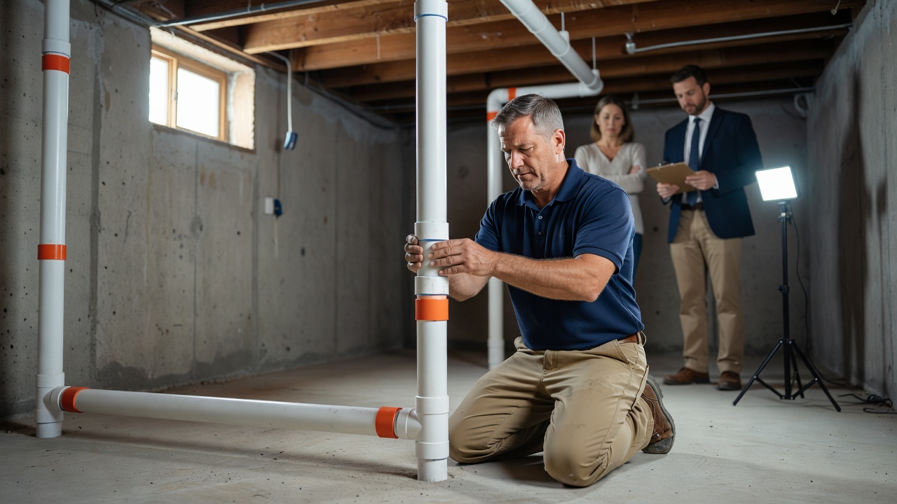 radon mitigation pipe system basement Delaware Ohio
