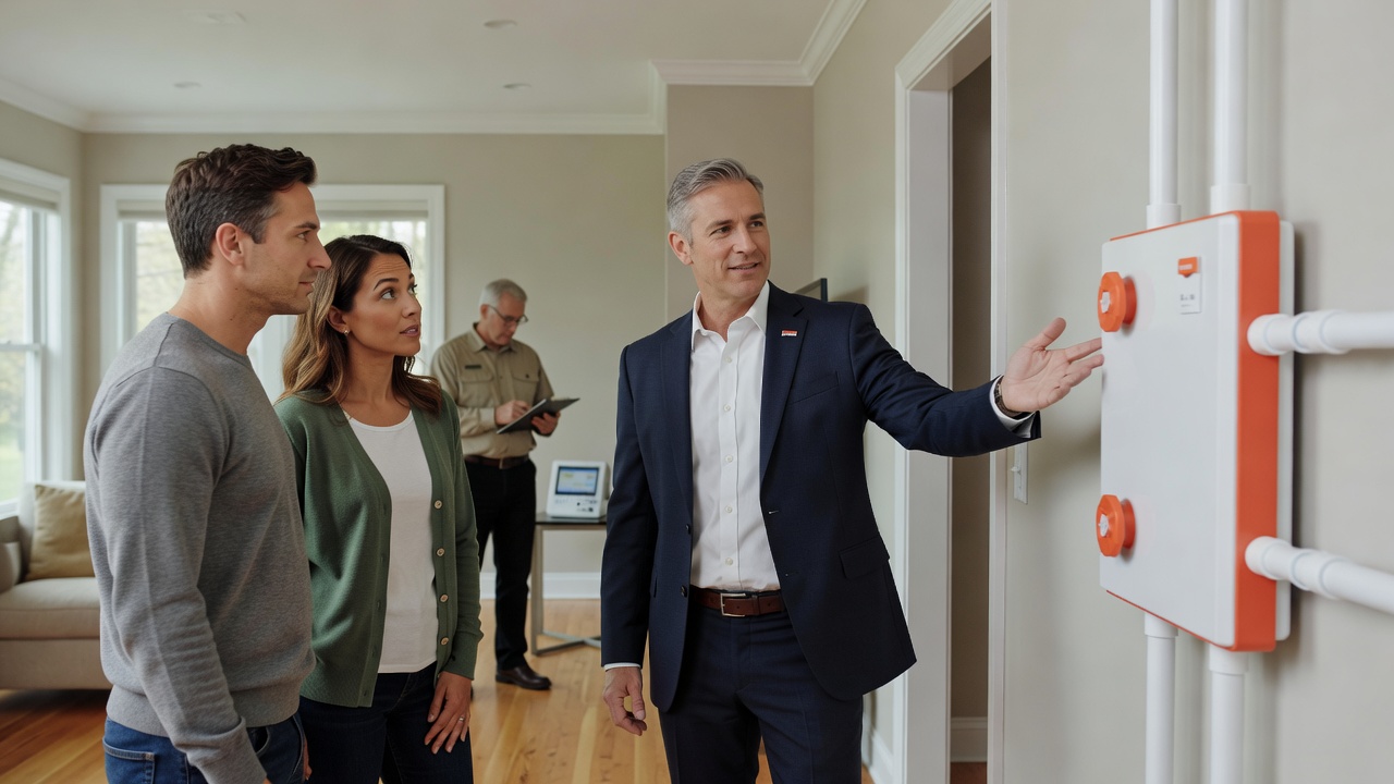 real estate agent showing home client