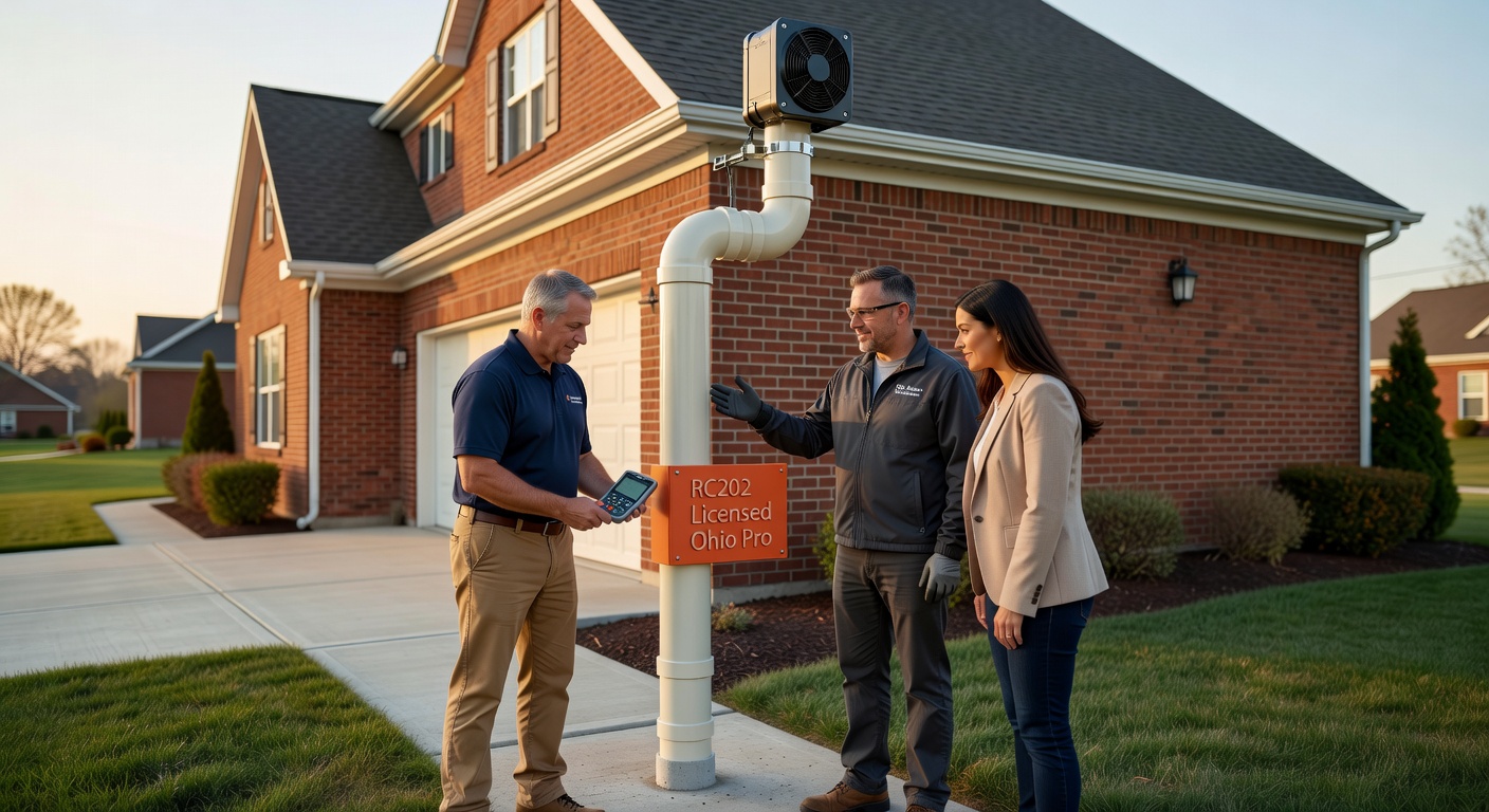 radon mitigation pipe exterior residential house Ohio