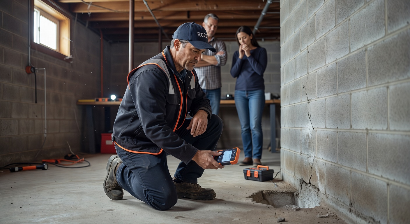 licensed radon contractor inspecting basement foundation Ohio