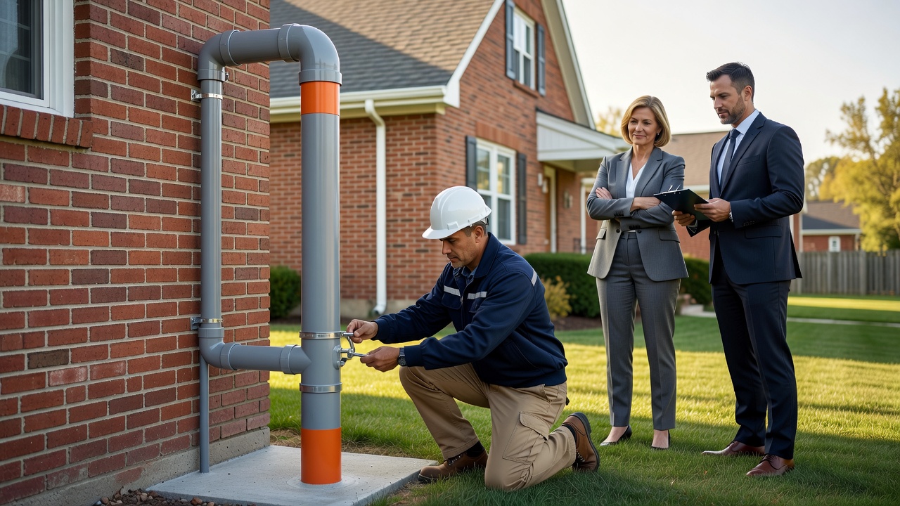 radon mitigation pipe exterior house installation