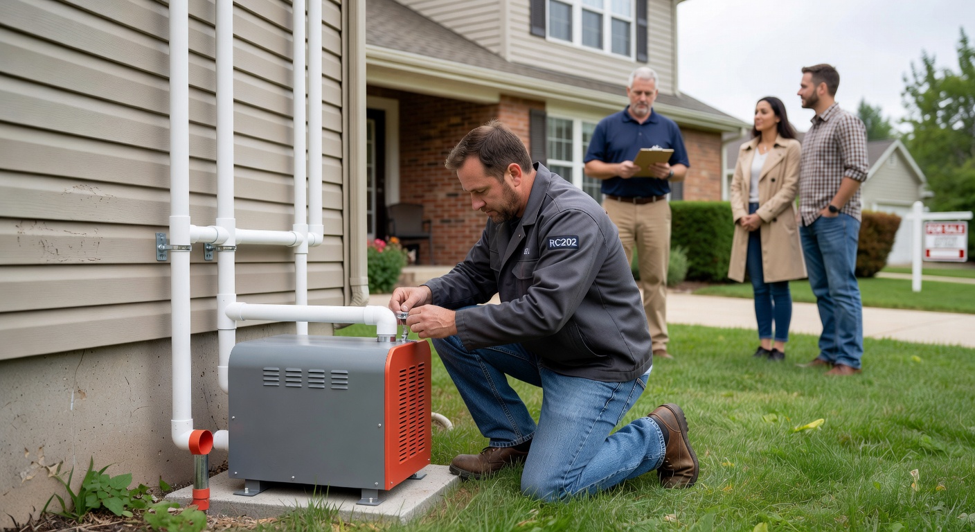 radon mitigation fan PVC pipe exterior installation Ohio home