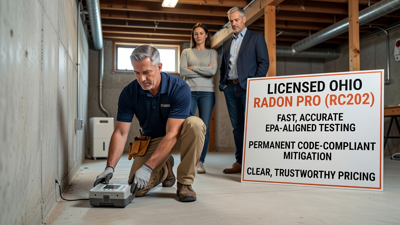 continuous radon monitor placement basement