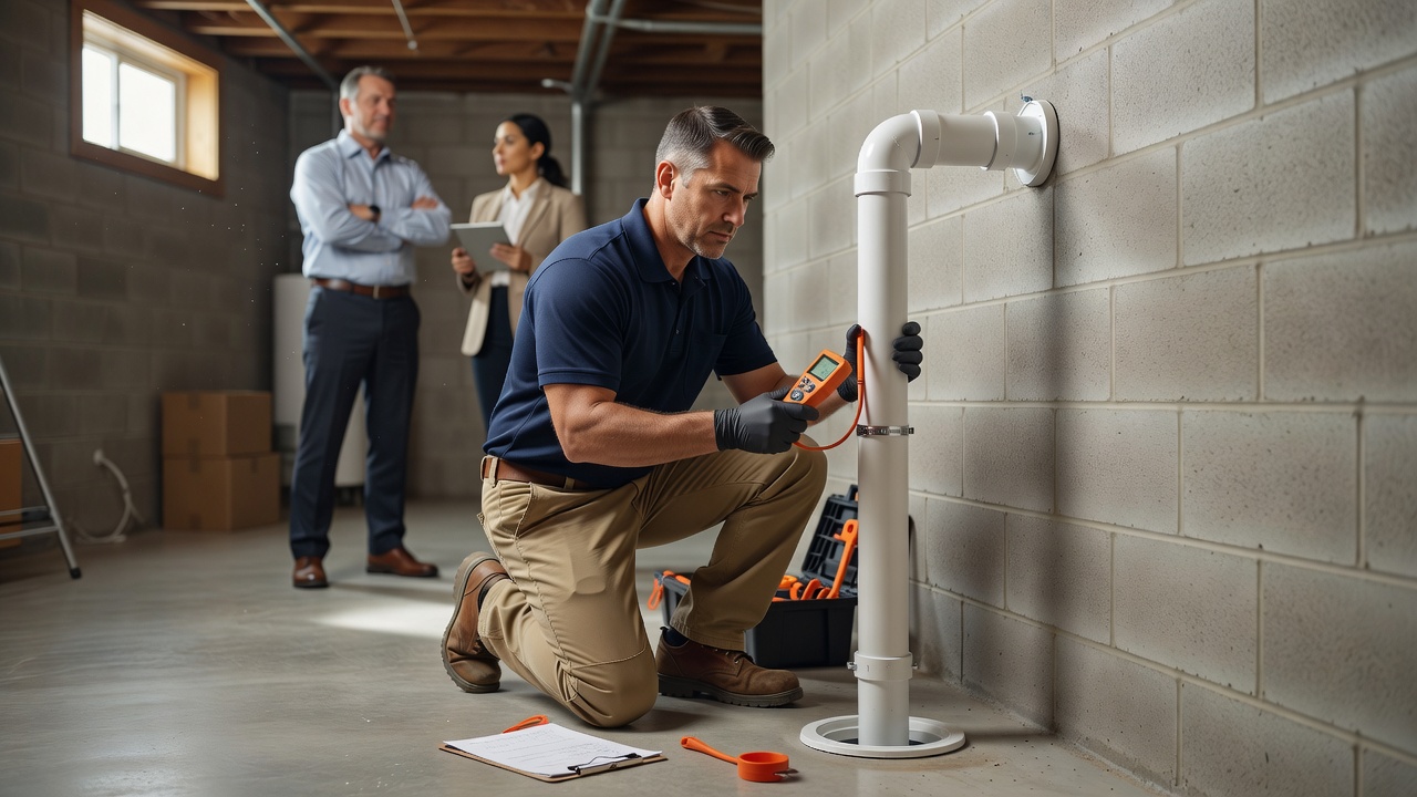 radon mitigation pipe basement sub-slab depressurization