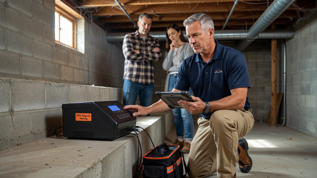 continuous radon monitor device basement Ohio