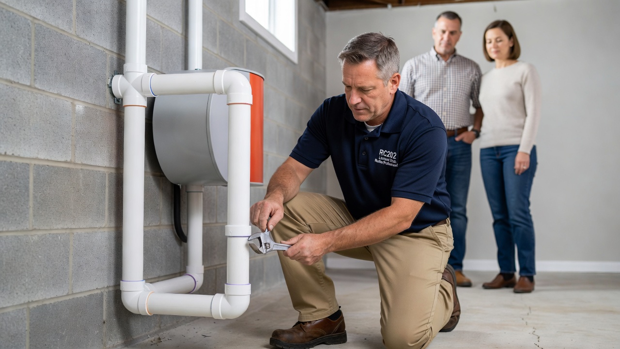 radon mitigation fan PVC pipe installation residential