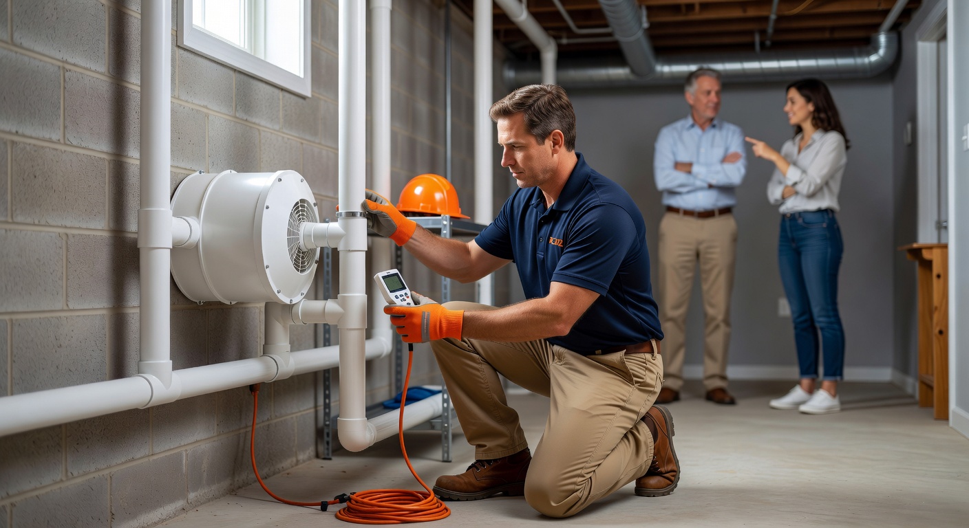 radon mitigation fan PVC pipe basement Ohio
