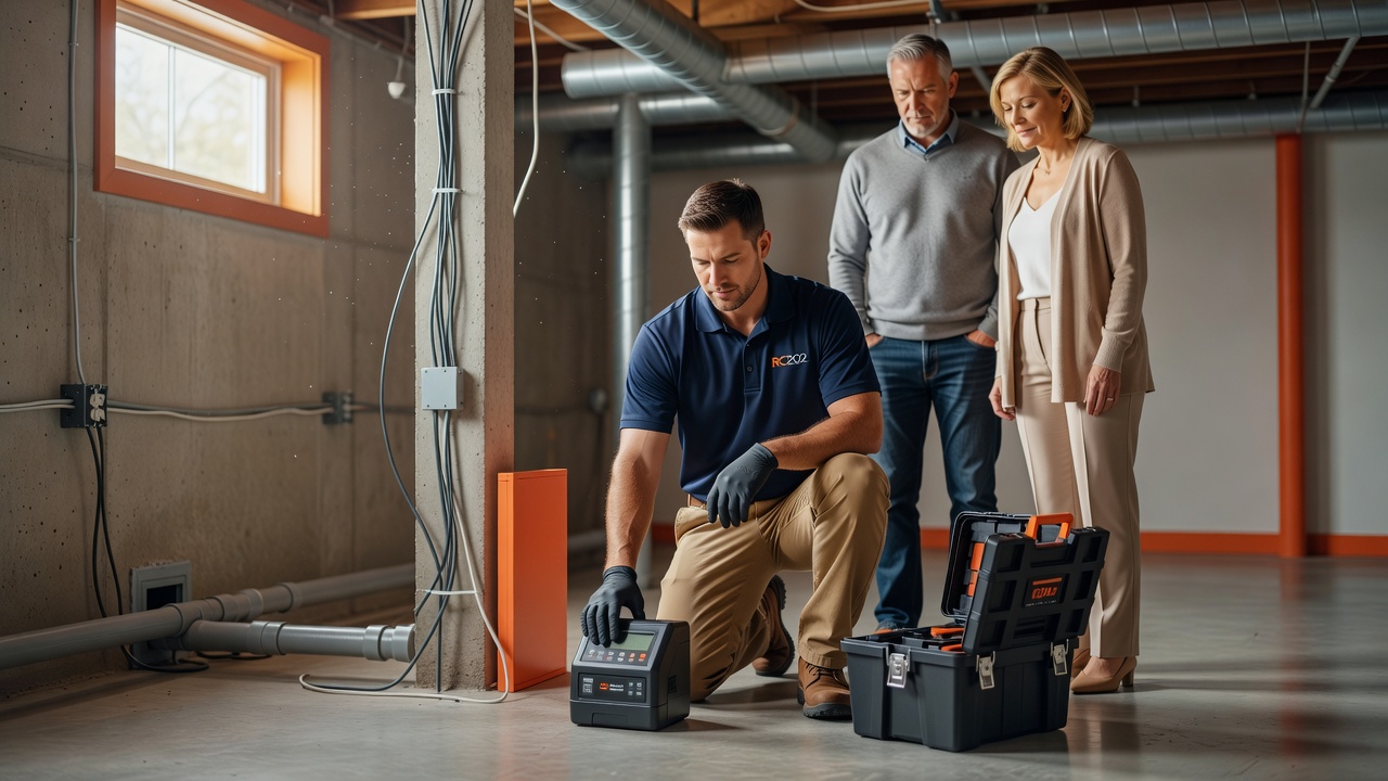 radon testing kit basement inspection