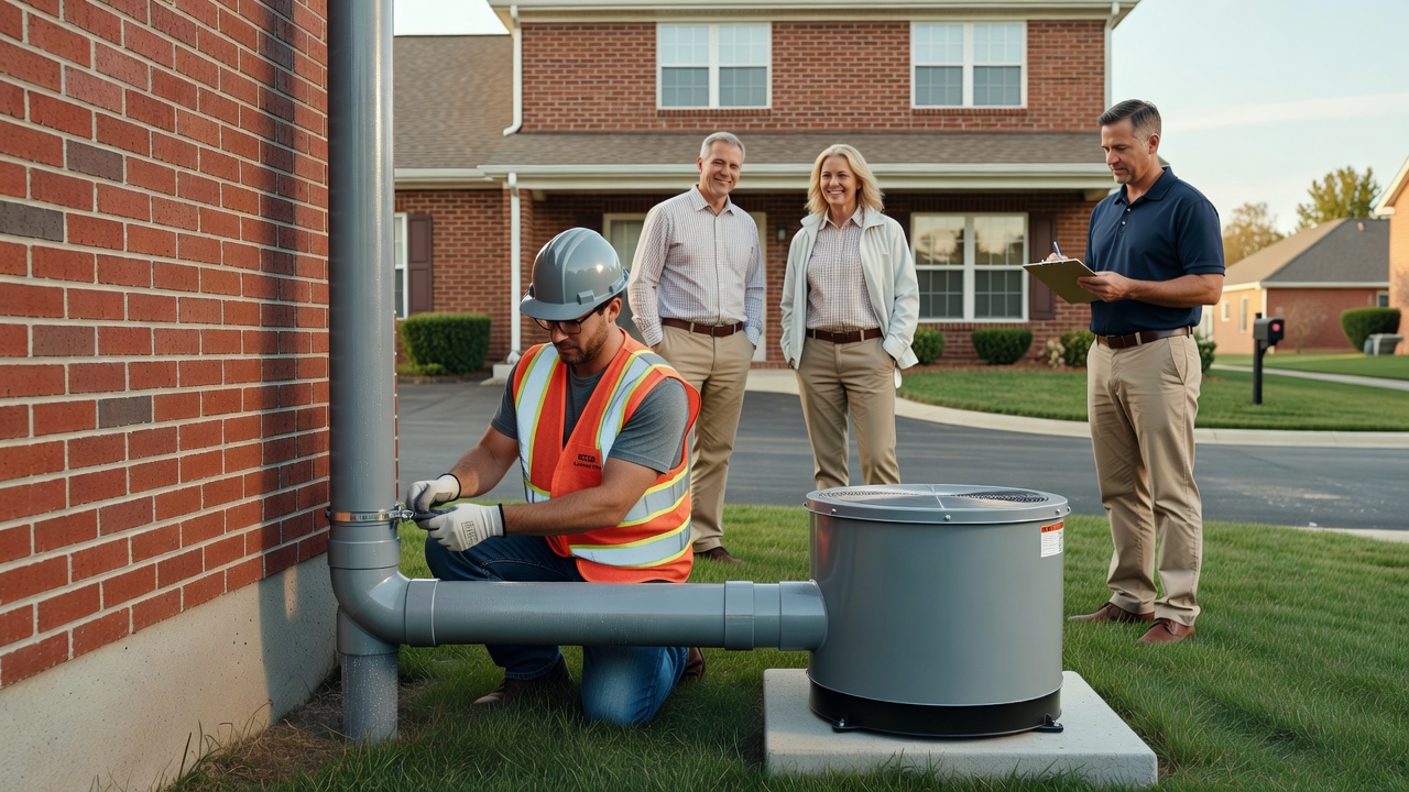 radon mitigation fan pipe exterior installation Ohio home