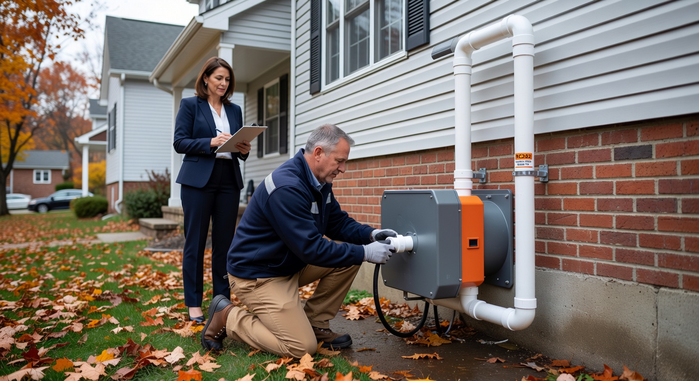 radon mitigation pipe fan exterior Ohio home