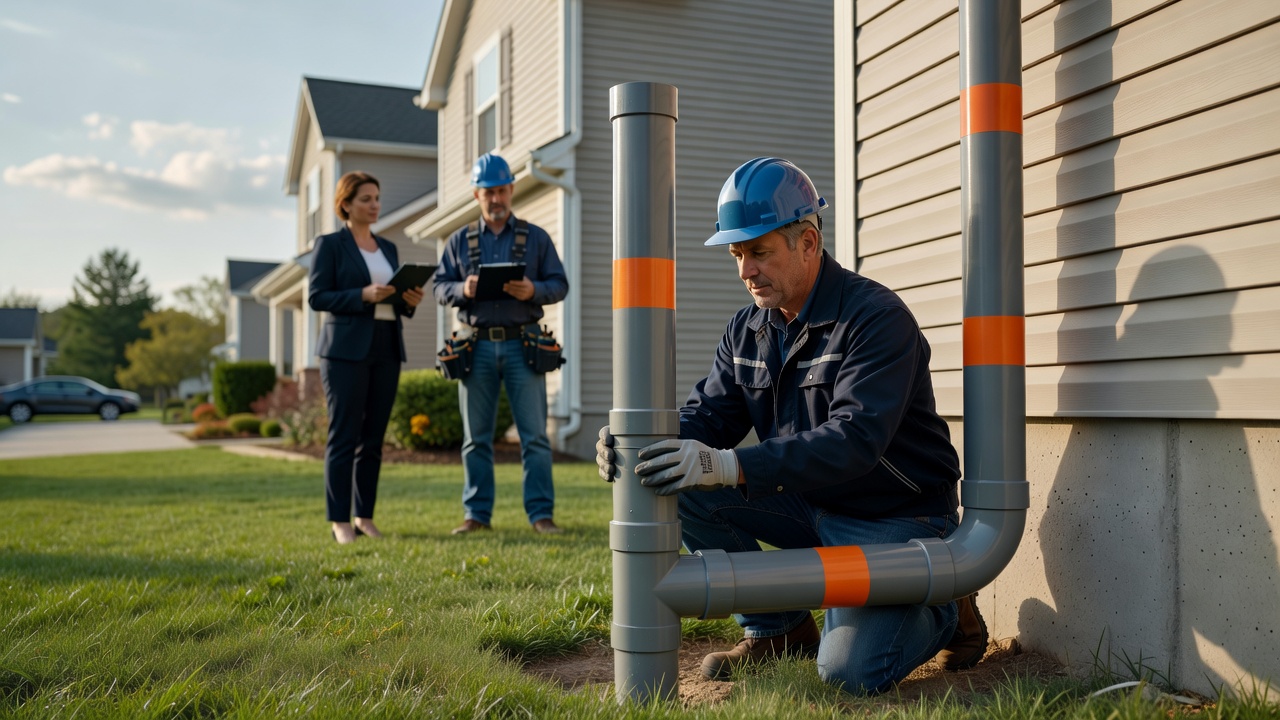 radon mitigation pipe exterior house Ohio