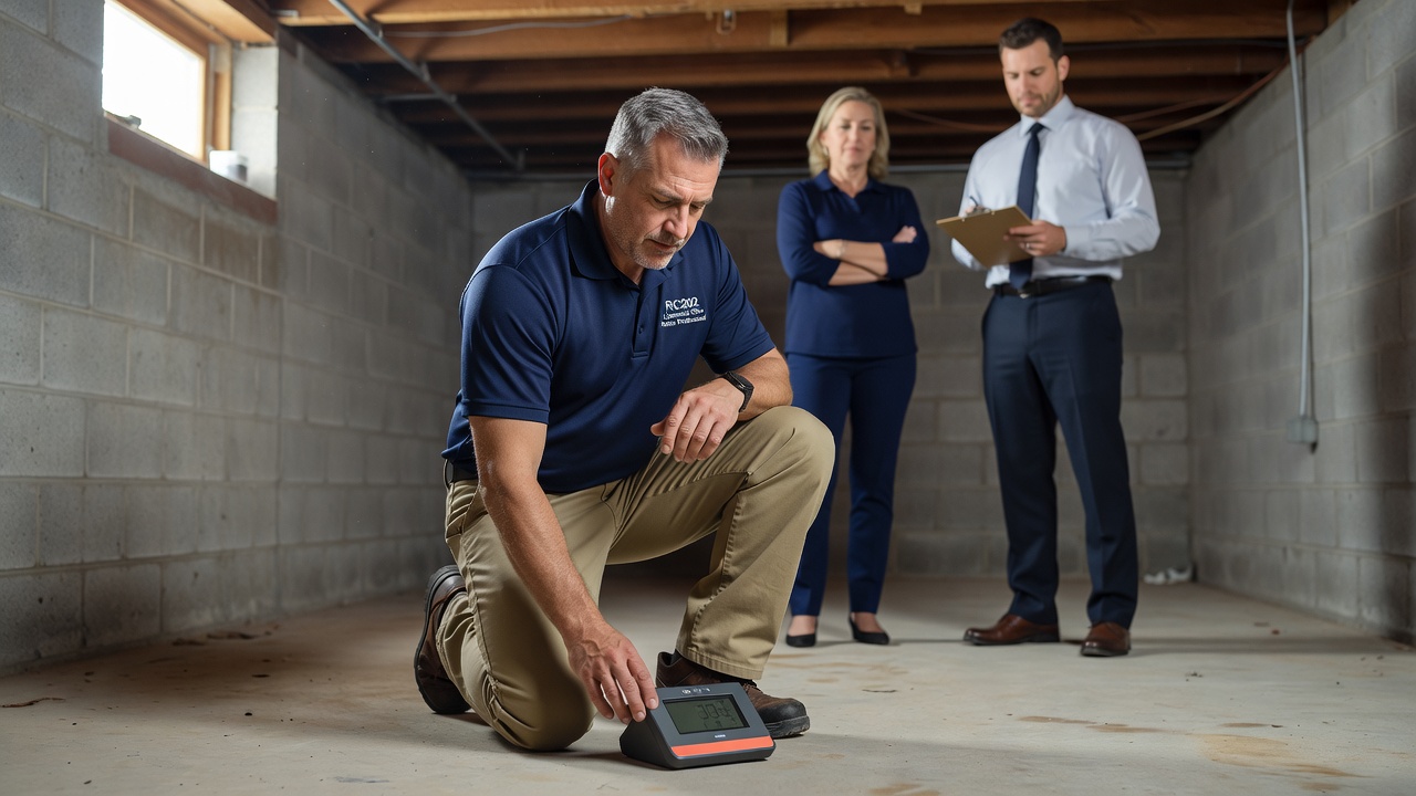radon testing technician Ohio home basement