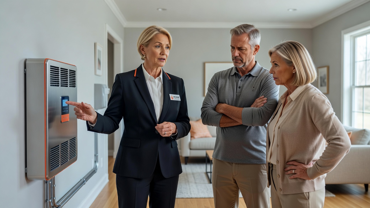 real estate agent showing home client