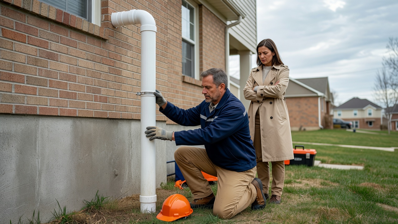 radon mitigation fan exterior pipe residential home