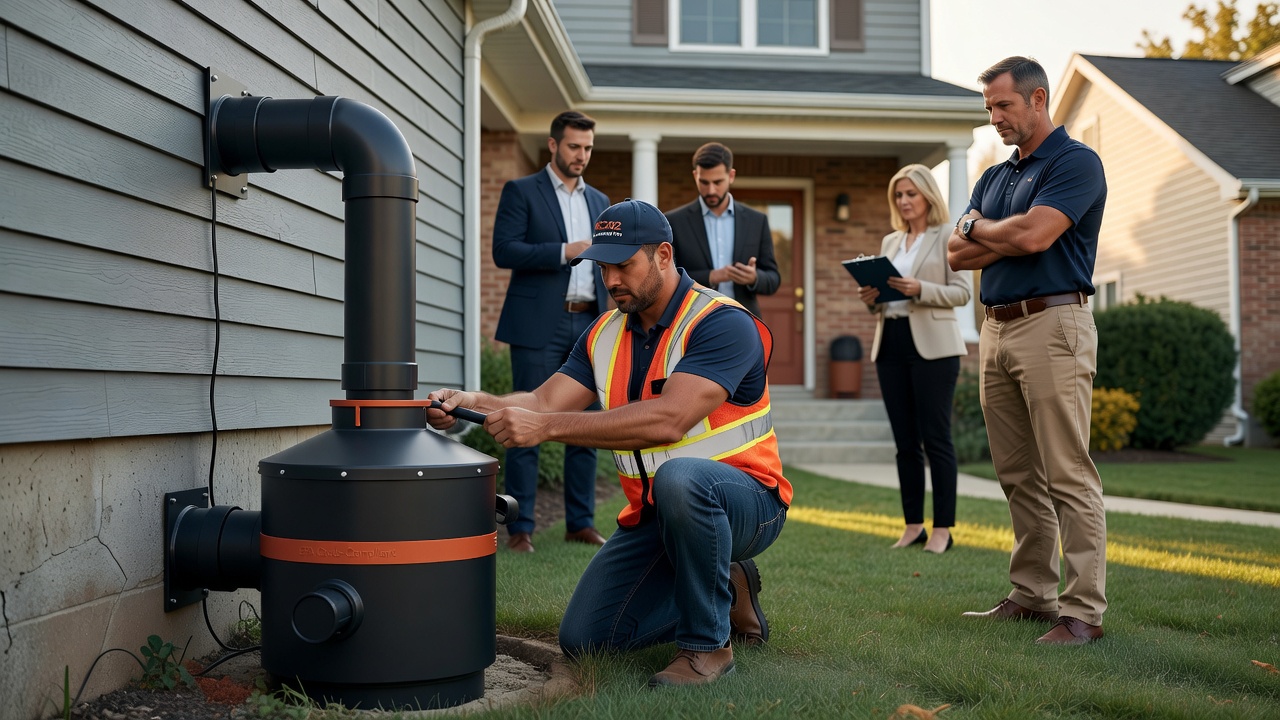 radon mitigation fan pipe exterior installation residential