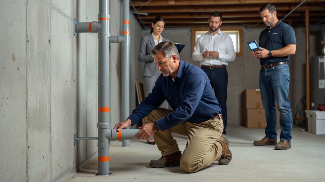 radon mitigation pipe basement sub-slab depressurization