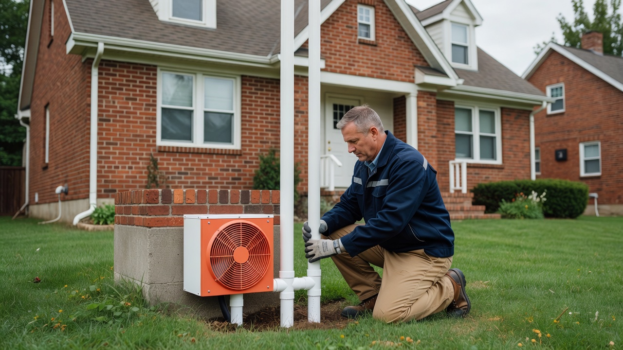 radon mitigation fan PVC pipe exterior Ohio home
