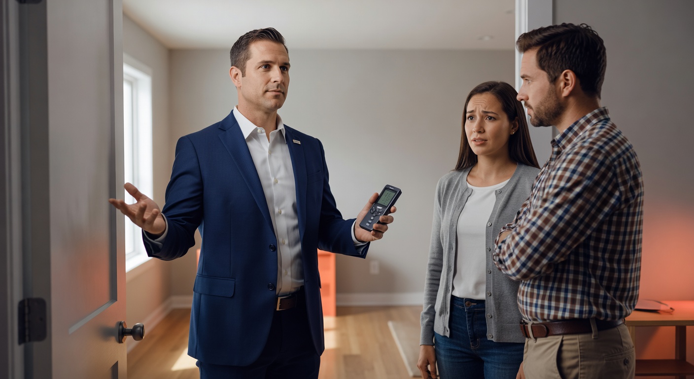 real estate agent showing home client