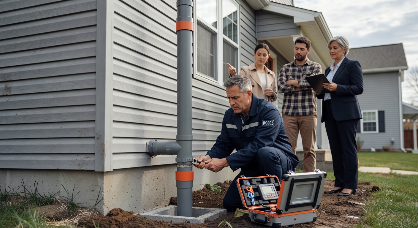 radon mitigation pipe exterior house installation