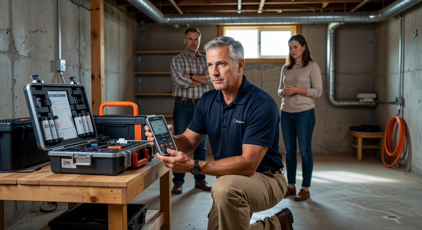 radon test kit professional inspector basement