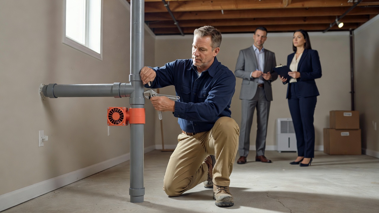 radon mitigation pvc pipe basement installation