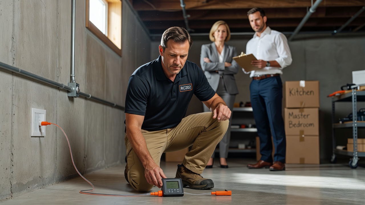 radon technician testing commercial building Thompson Ohio
