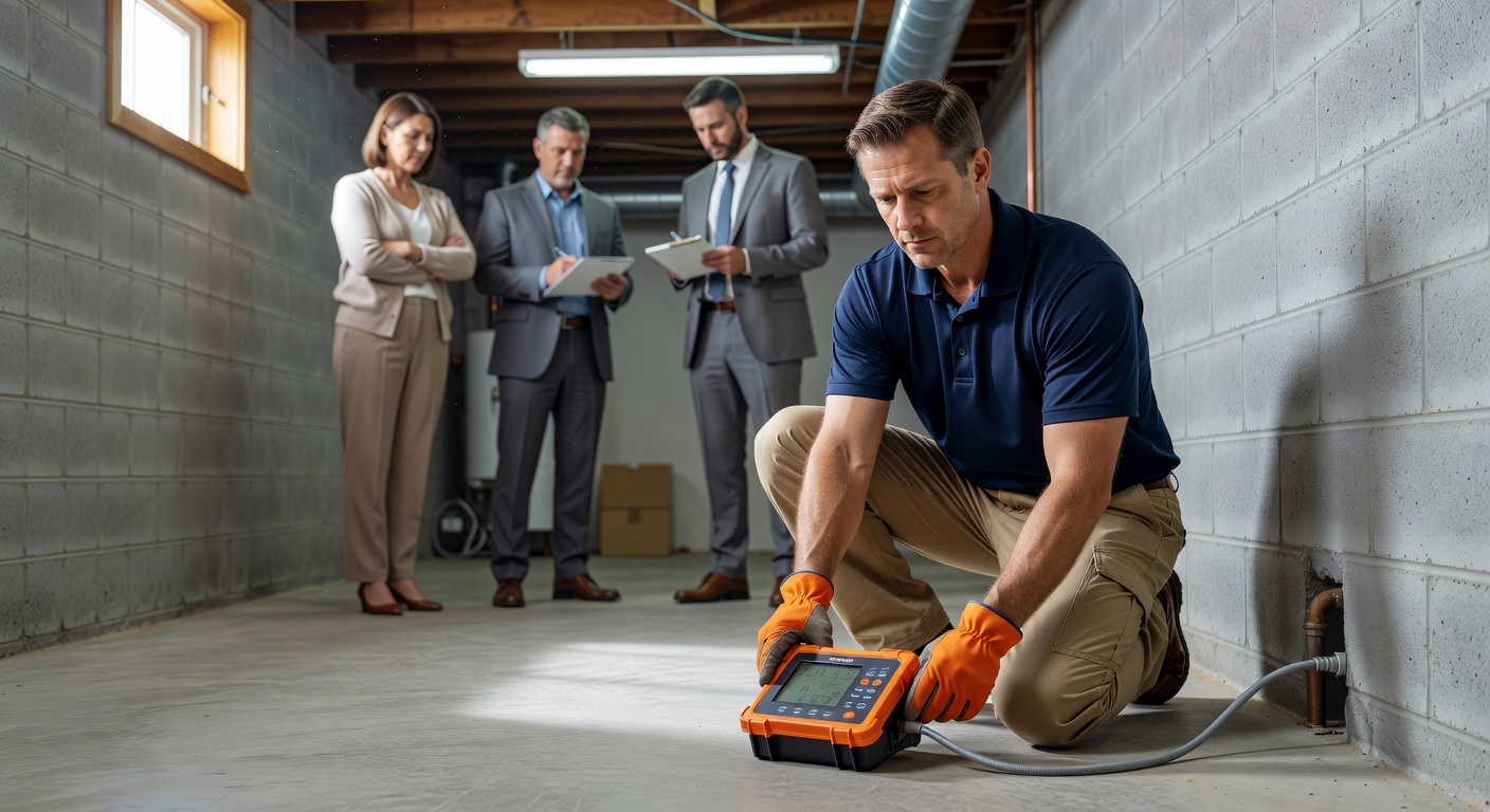 radon mitigation contractor inspecting home Ohio