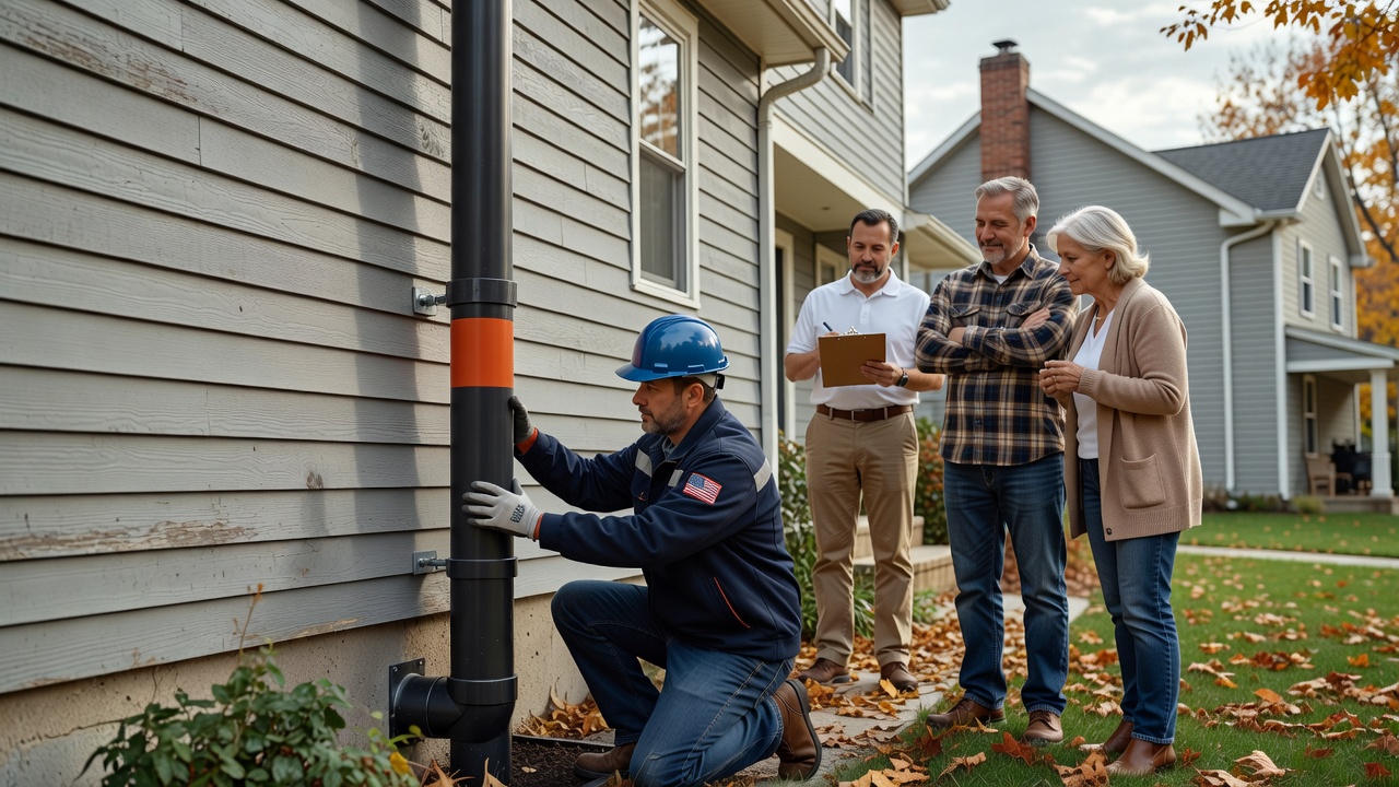 radon mitigation fan pipe exterior house installation