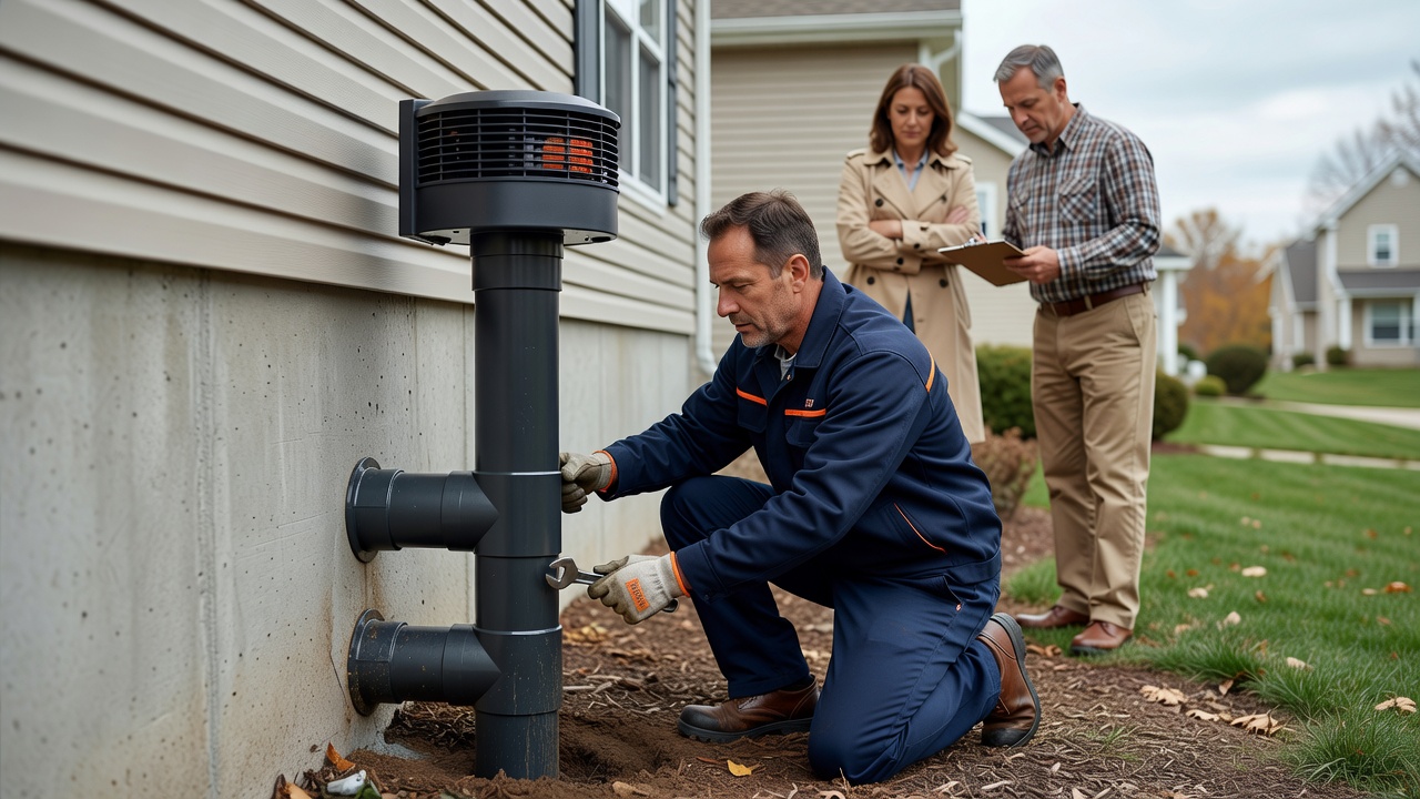 radon mitigation fan exterior pipe residential home