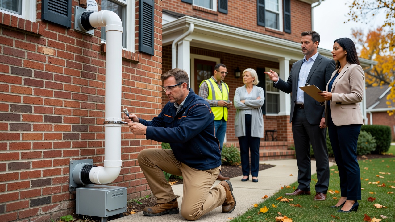 radon fan exterior pipe installation residential home