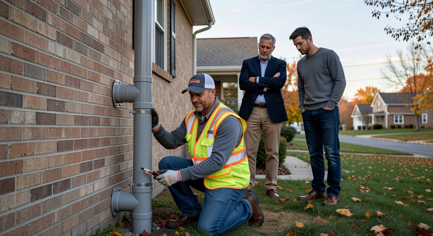 radon mitigation pipe exterior installation Monroeville Ohio home