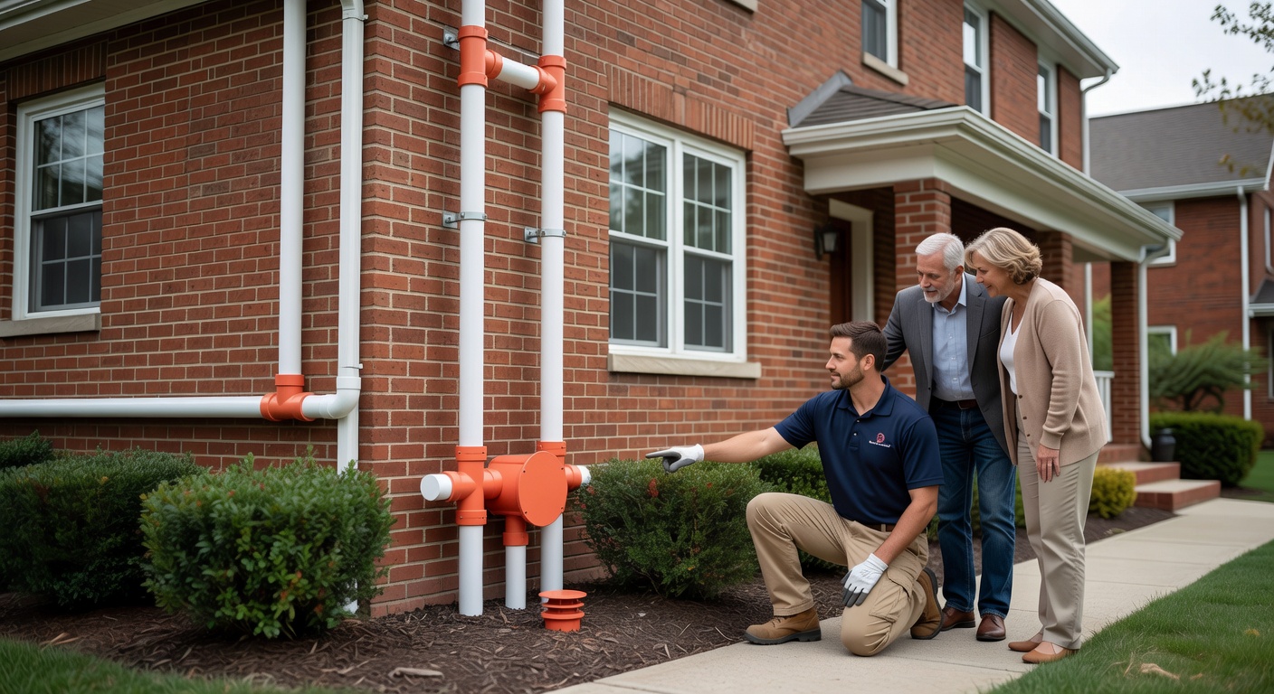 radon mitigation PVC pipe system exterior Ohio house