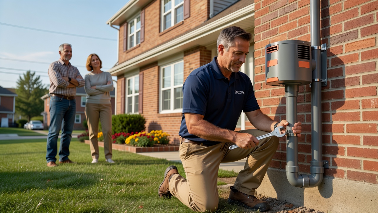 radon fan exterior pipe installation Sharonville home