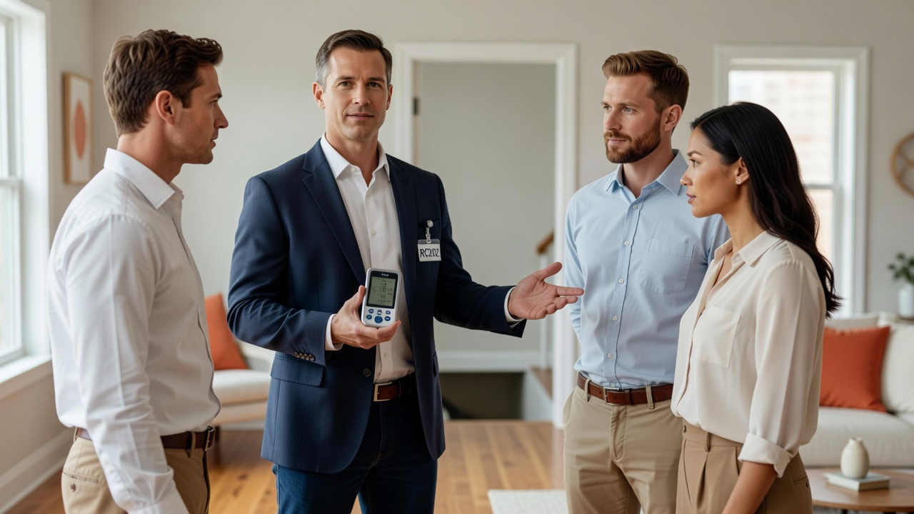 real estate agent showing home client