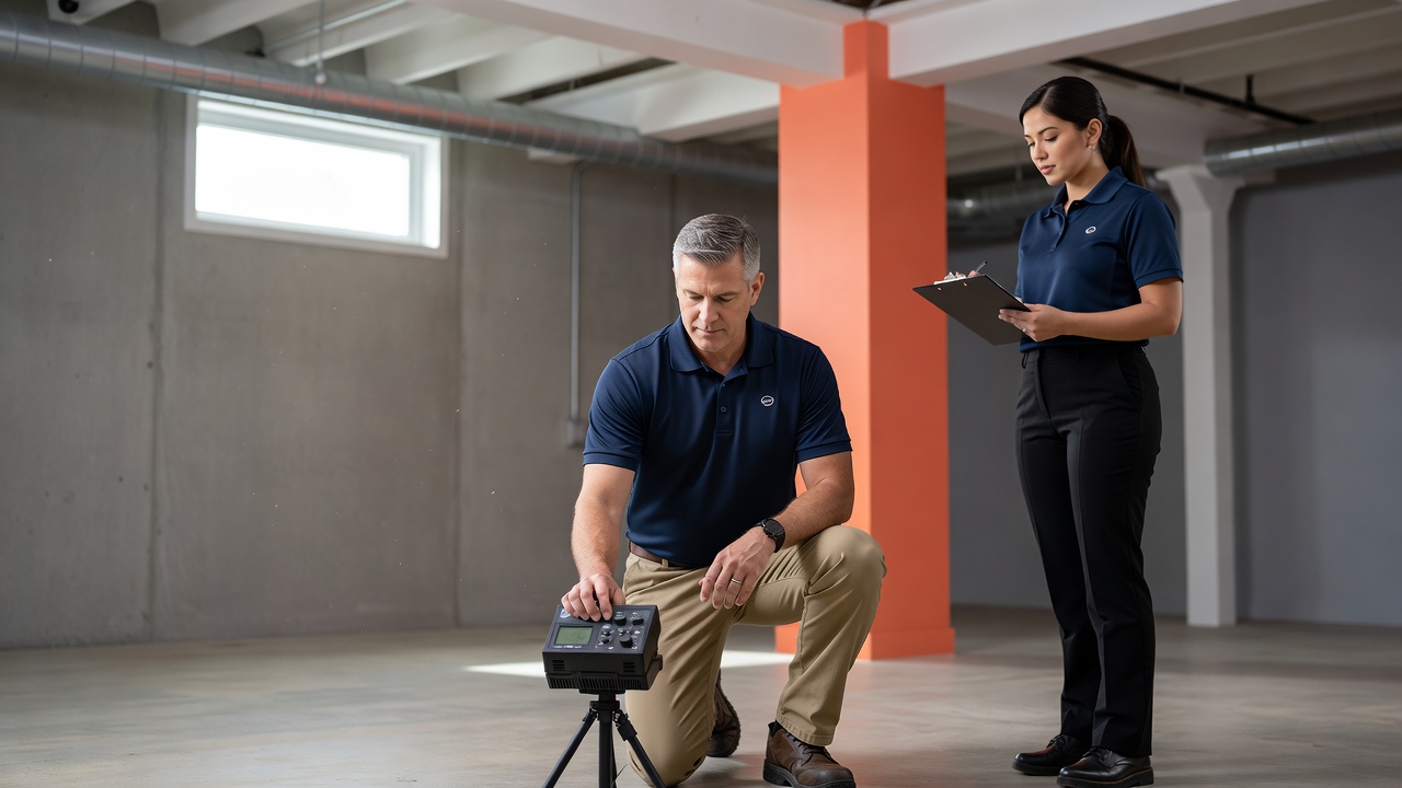 radon testing device commercial building inspector
