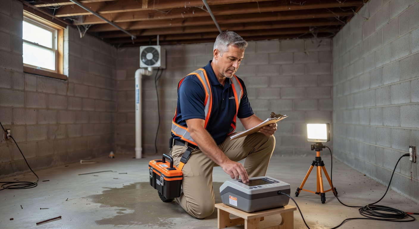 radon technician testing basement Ohio