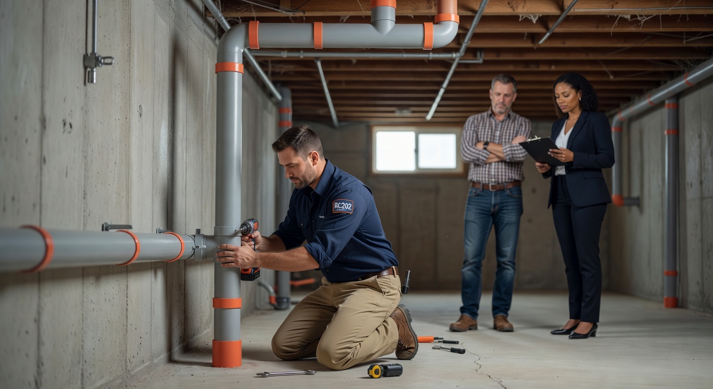 radon mitigation pipe basement professional installation