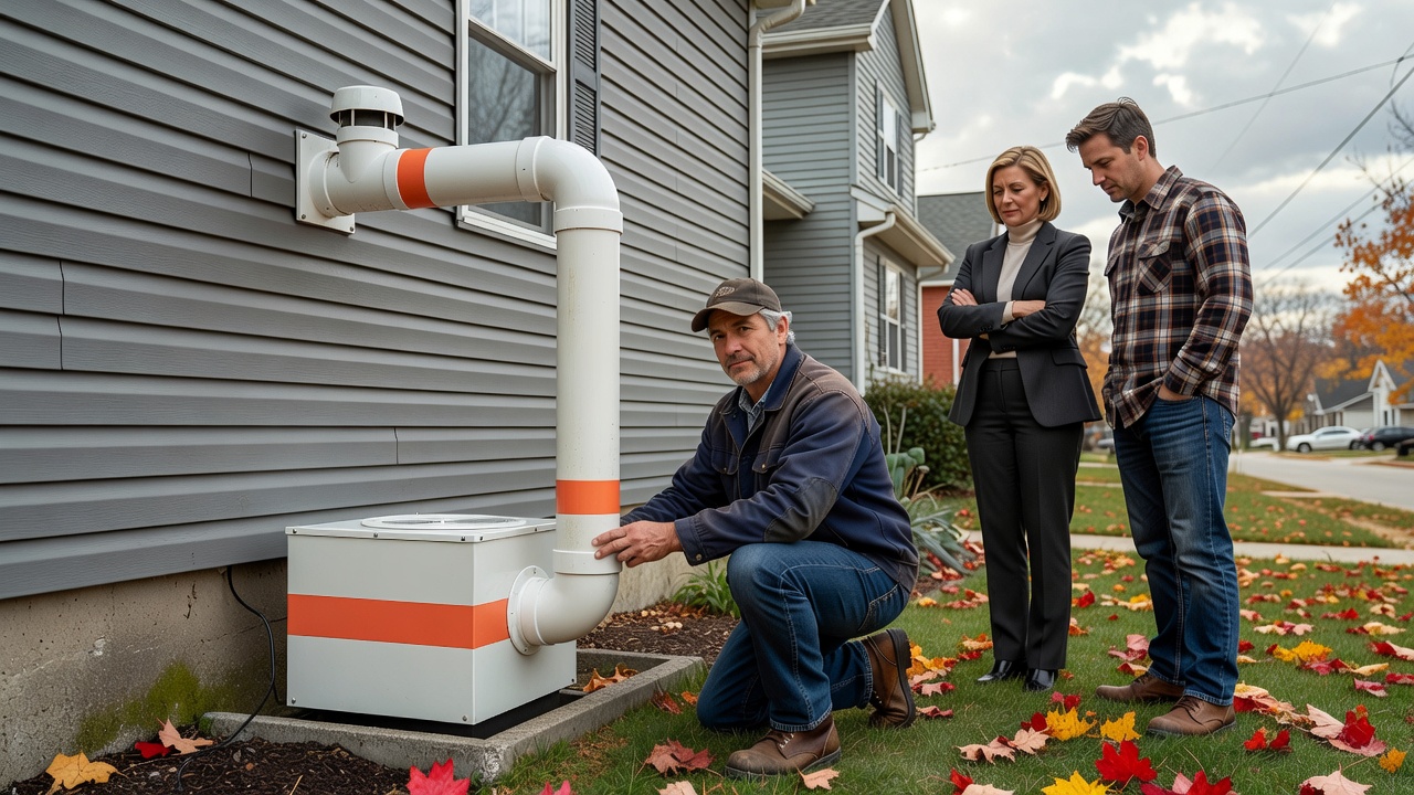 radon fan exhaust pipe exterior home Ohio