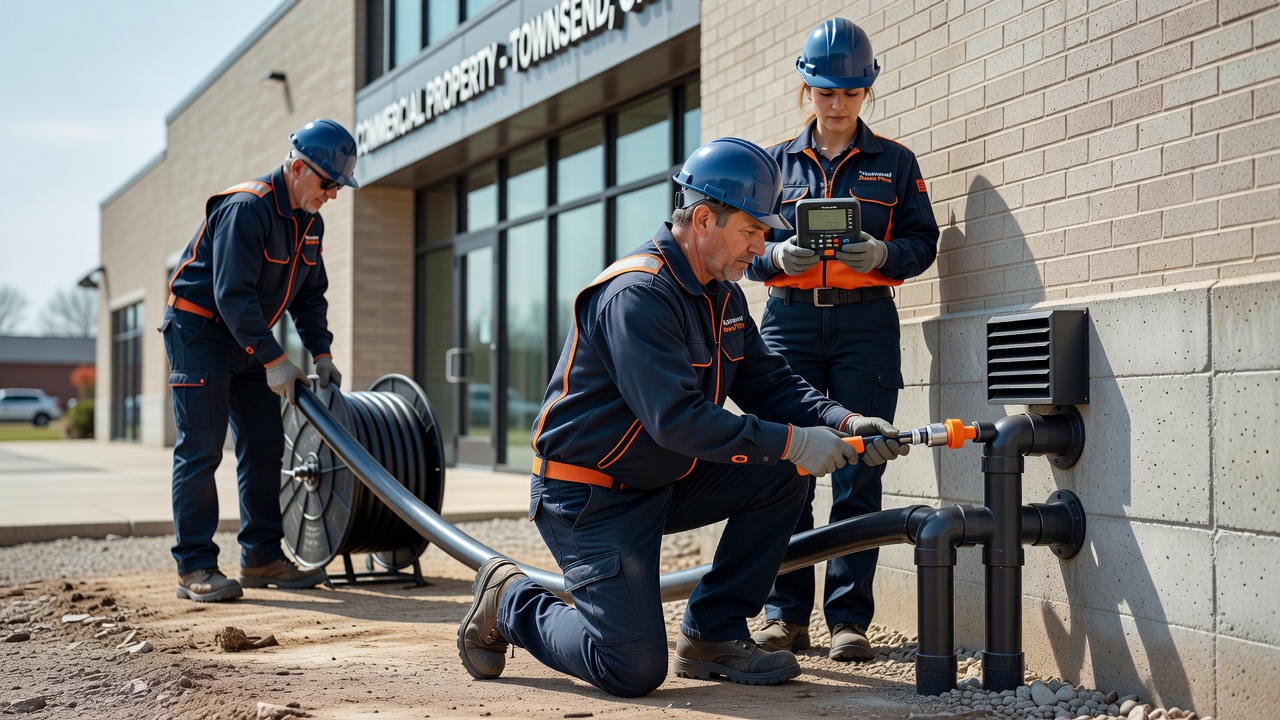 professional radon mitigation crew commercial building Townsend Ohio