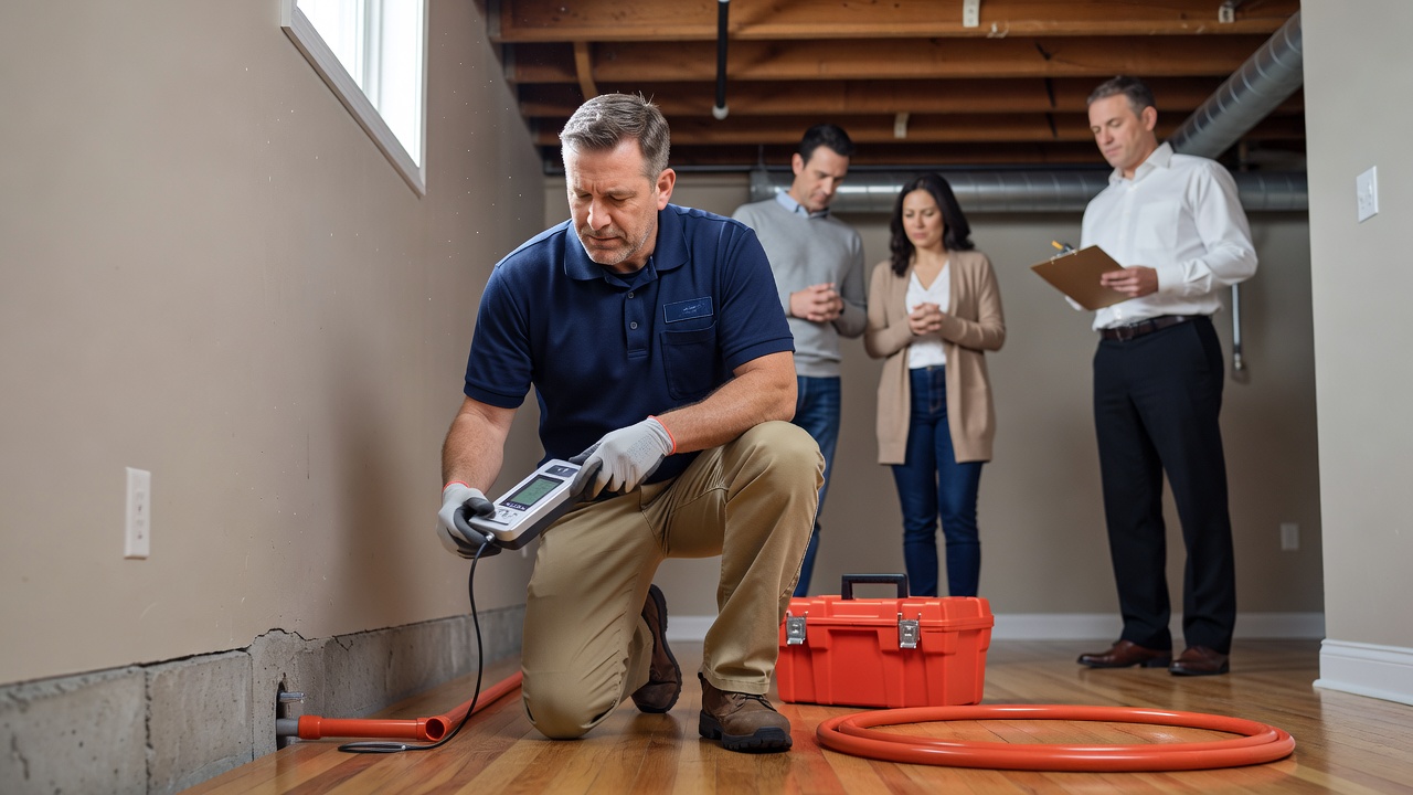 radon mitigation contractor inspecting Ohio home