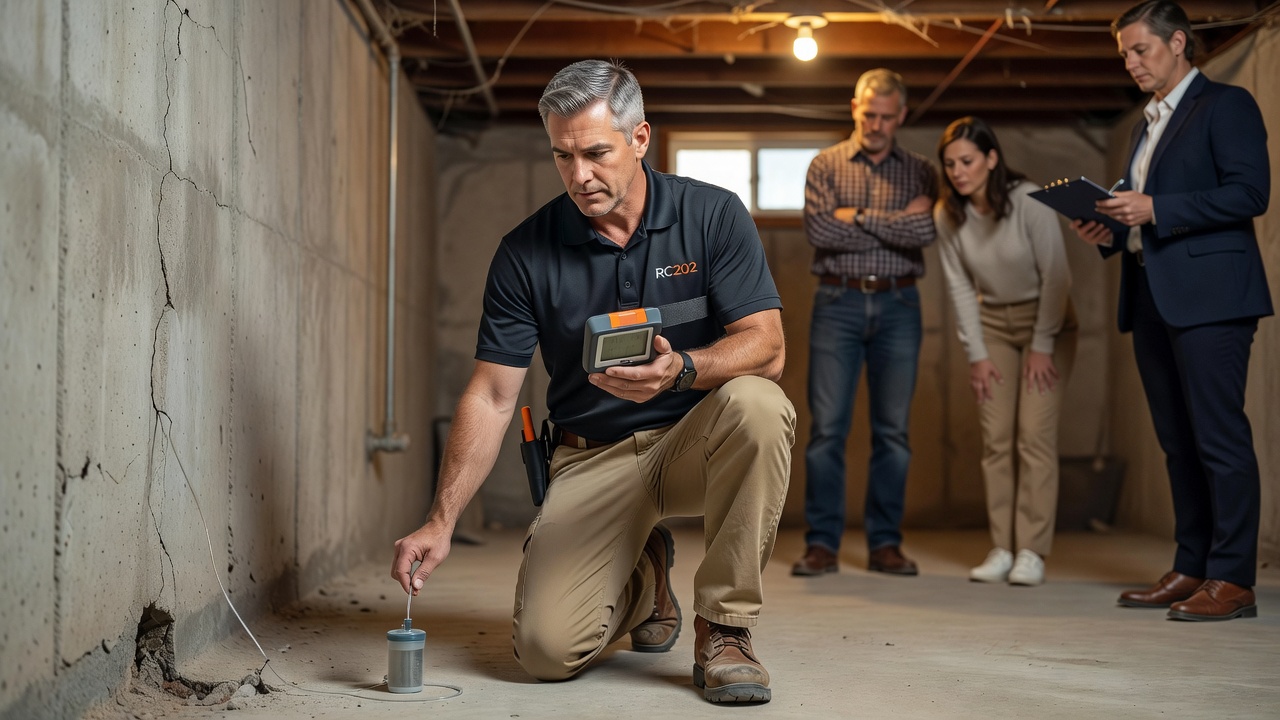 licensed radon technician inspecting home basement Ohio