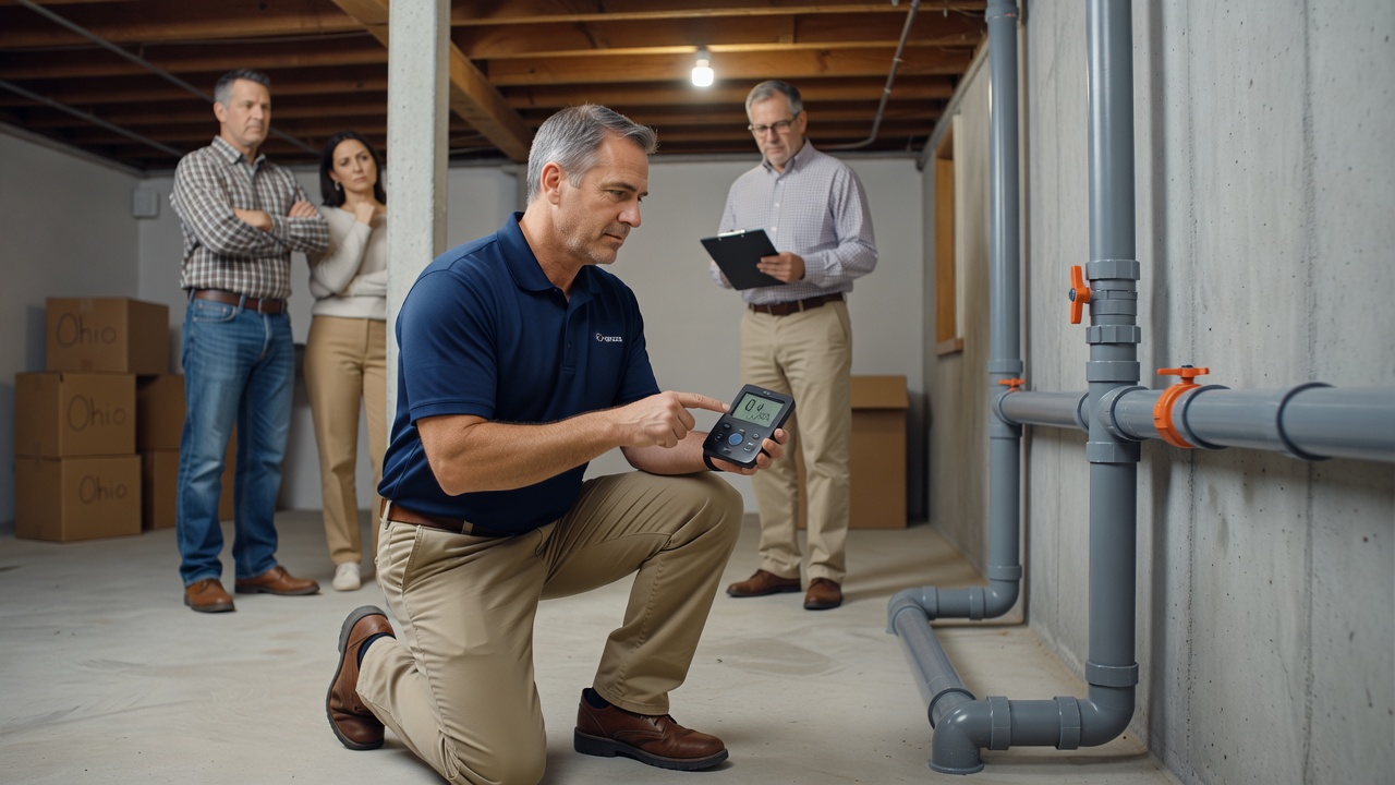 radon test continuous monitor measurement Ohio basement