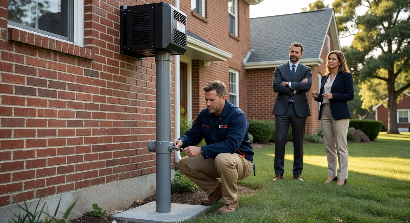 radon mitigation fan PVC pipe exterior Ohio house