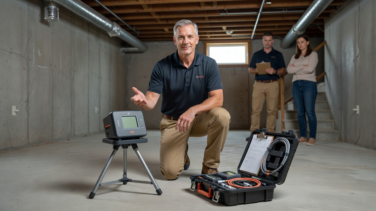 radon testing continuous monitor basement Ohio