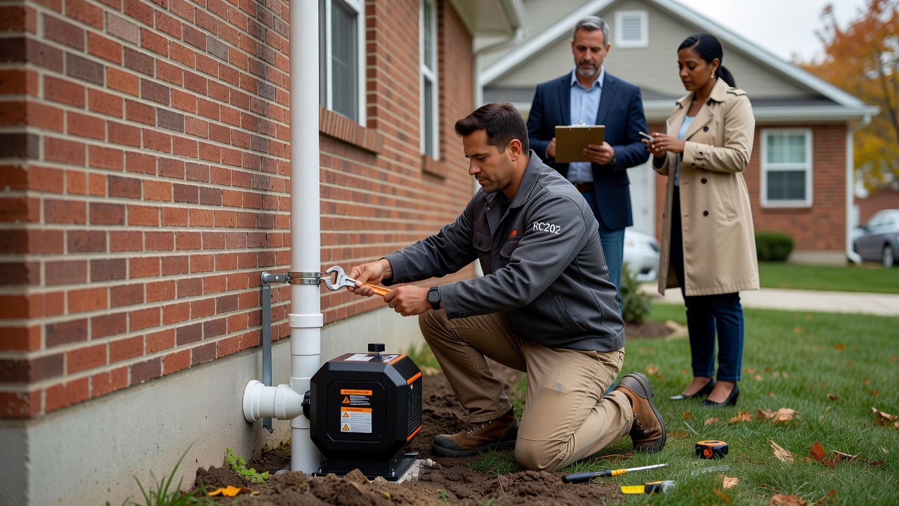 radon mitigation fan exterior pipe installation