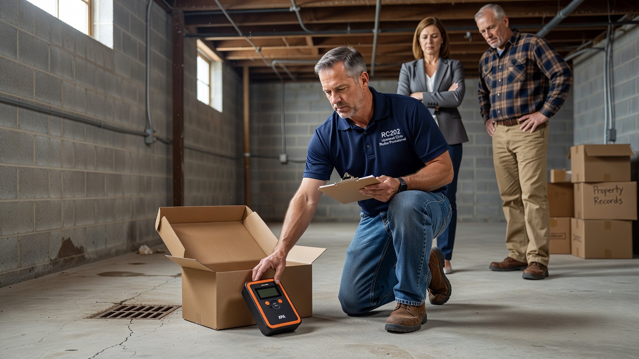 radon testing device commercial building basement