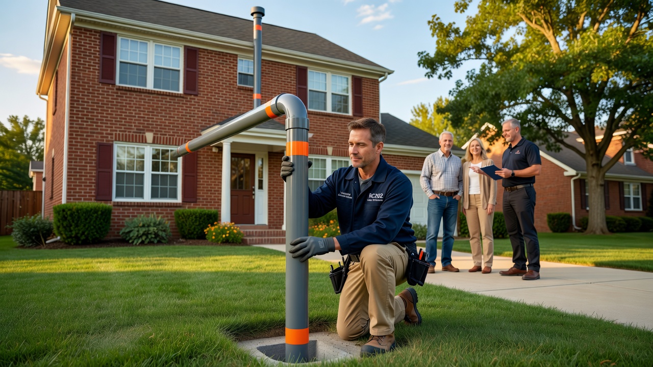 radon mitigation pipe exterior residential house